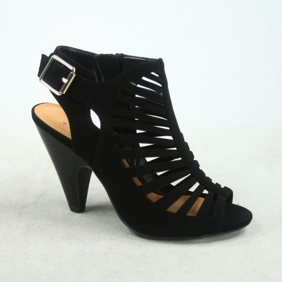 Women's  Fashion Strappy Caged Kitten Chunky Heel Sandal Shoes - Picture 11 of 16